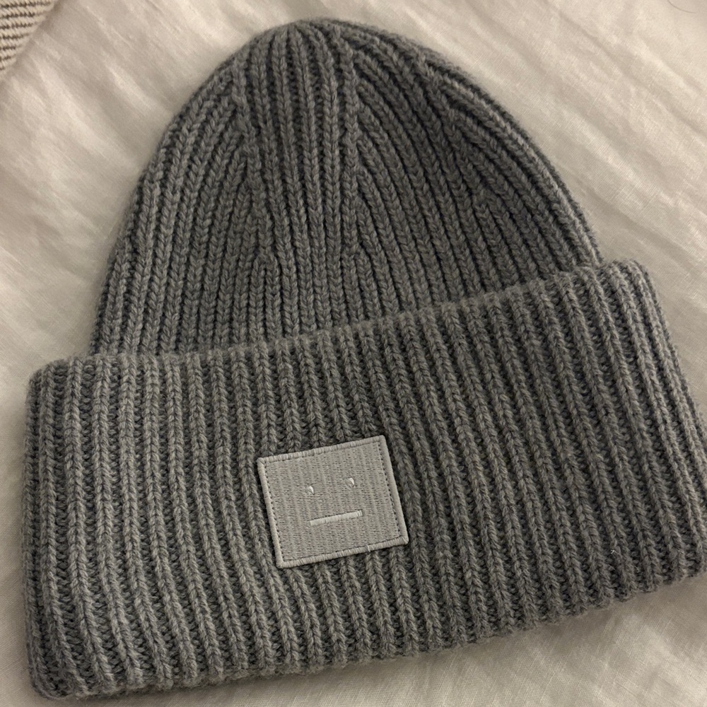Acne Studios Charcoal Ribbed Beanie